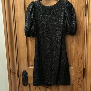 Willa Story Puff Sleeve Sequin Little Black Dress